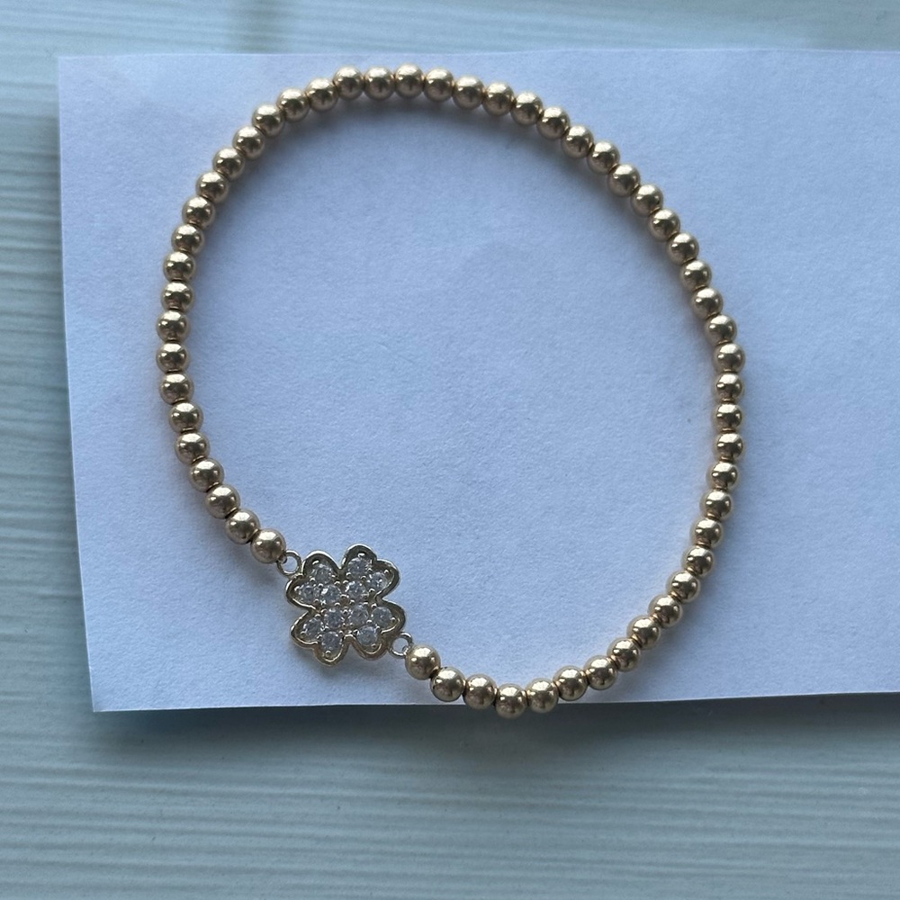 Gold Beaded Shamrock Bracelet